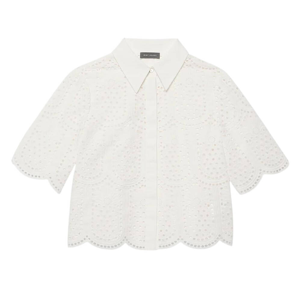 Mint Velvet Cream Cotton Broderie Shirt